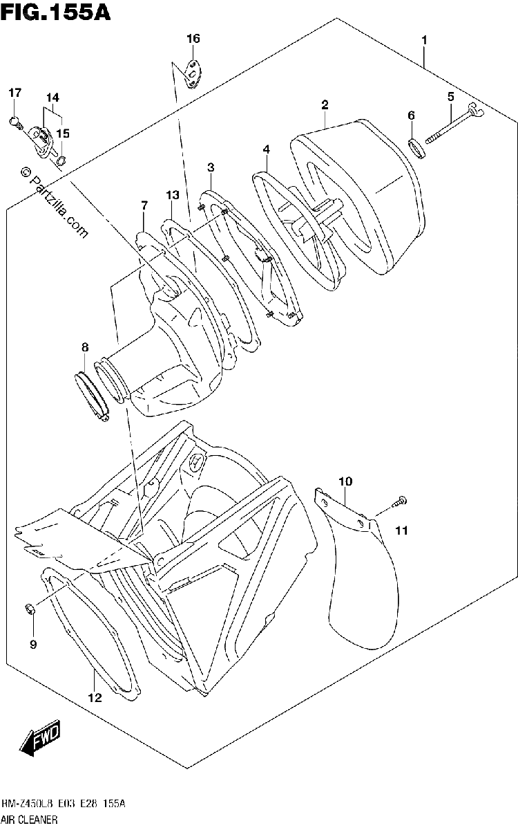 Diagrama de 155A AIR CLEANER