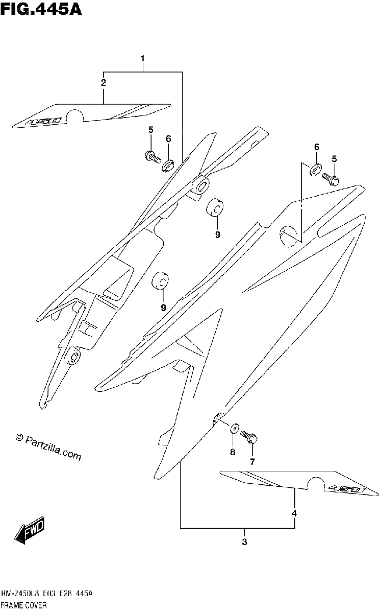 Diagrama de 445A FRAME COVER