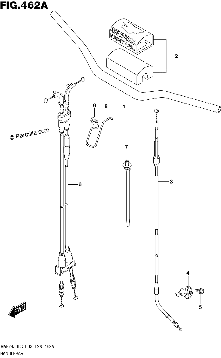 Diagrama de 462A HANDLEBAR