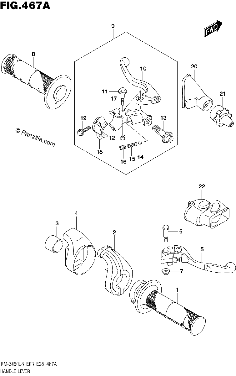 Diagrama de 467A HANDLE LEVER