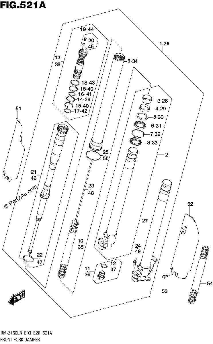 Diagrama de 521A FRONT FORK DAMPER
