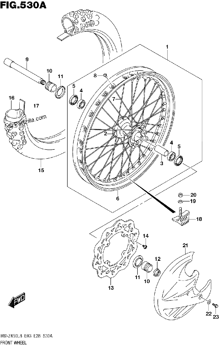 Diagrama de 530A FRONT WHEEL