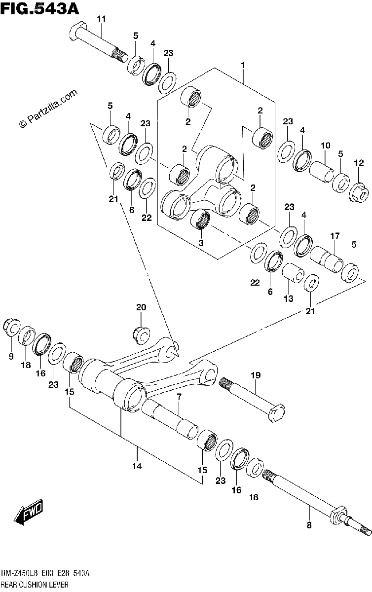 Diagrama de 543A REAR CUSHION LEVER