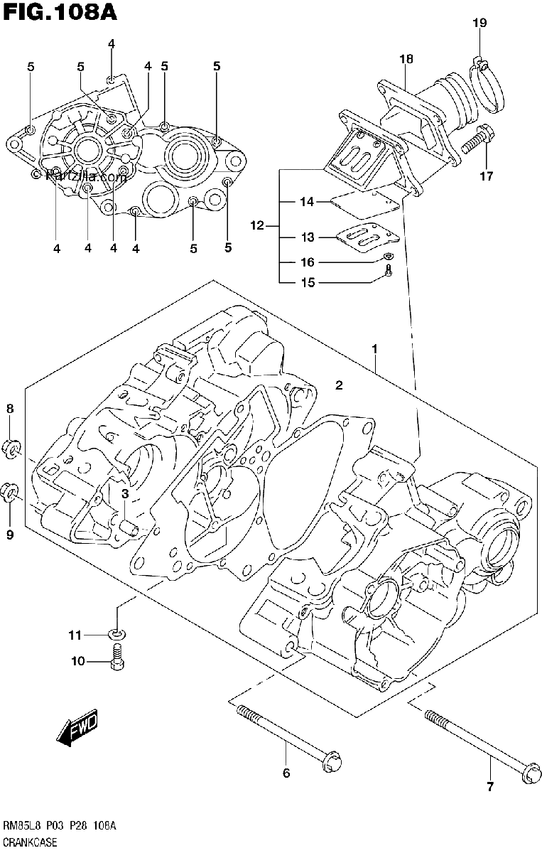 Diagrama de 108A CRANKCASE