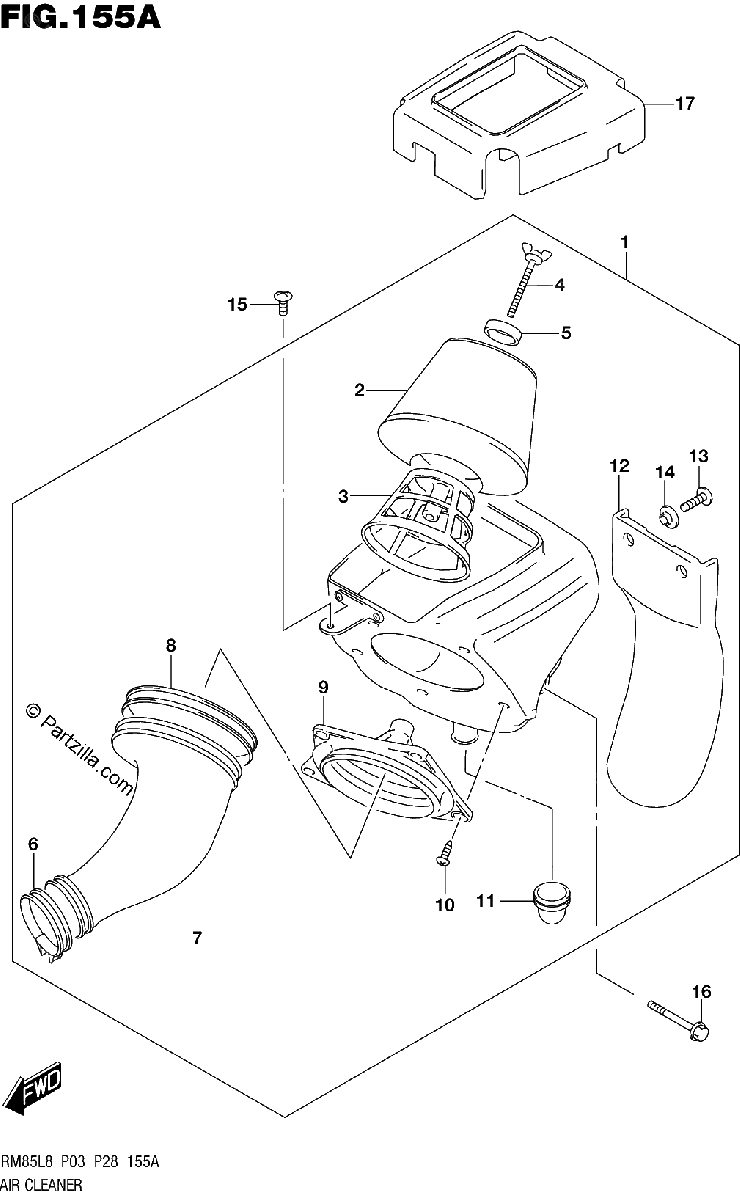 Diagrama de 155A AIR CLEANER