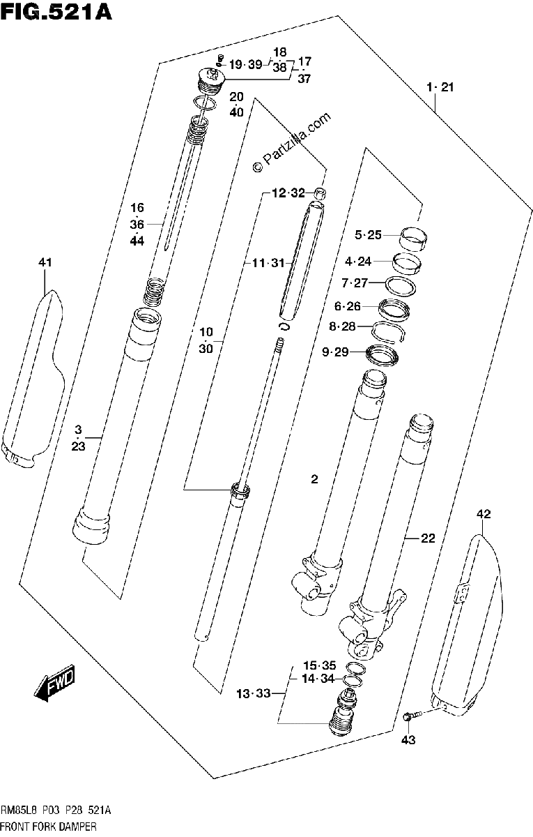 Diagrama de 521A FRONT FORK DAMPER