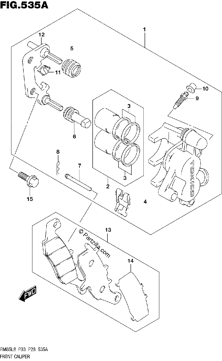 Diagrama de 535A FRONT CALIPER