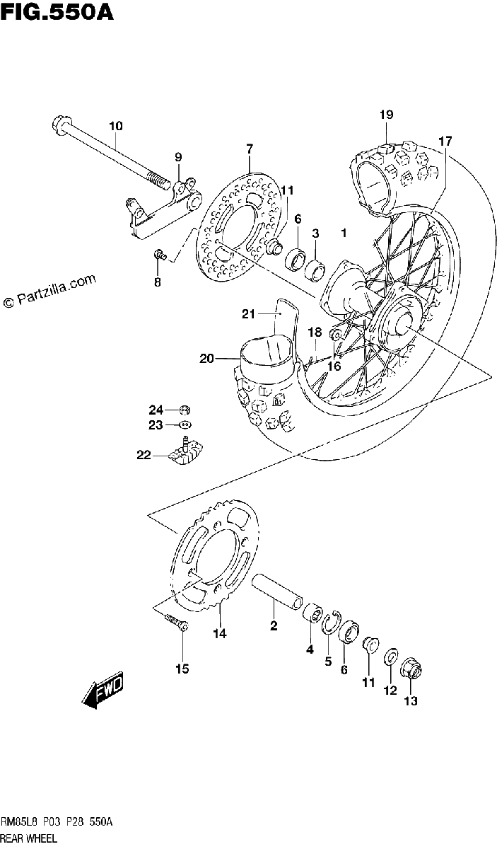 Diagrama de 550A REAR WHEEL