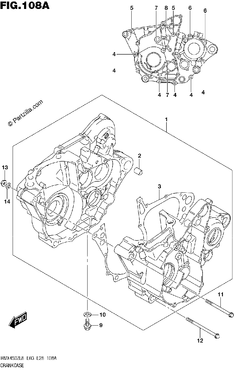 Diagrama de 108A CRANKCASE