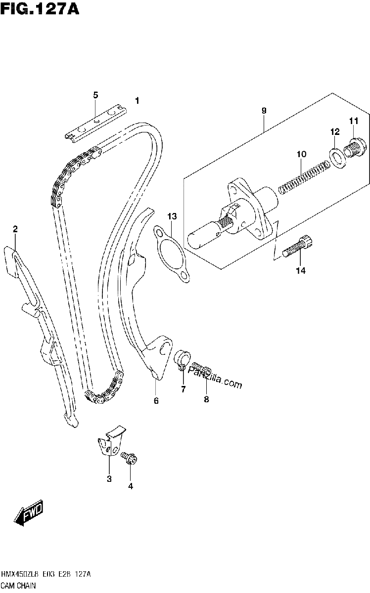 Diagrama de 127A CAM CHAIN