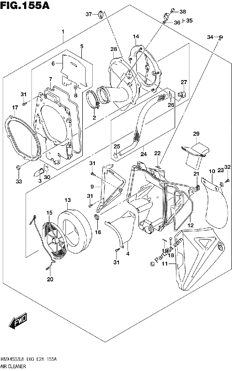 Diagrama de 155A AIR CLEANER