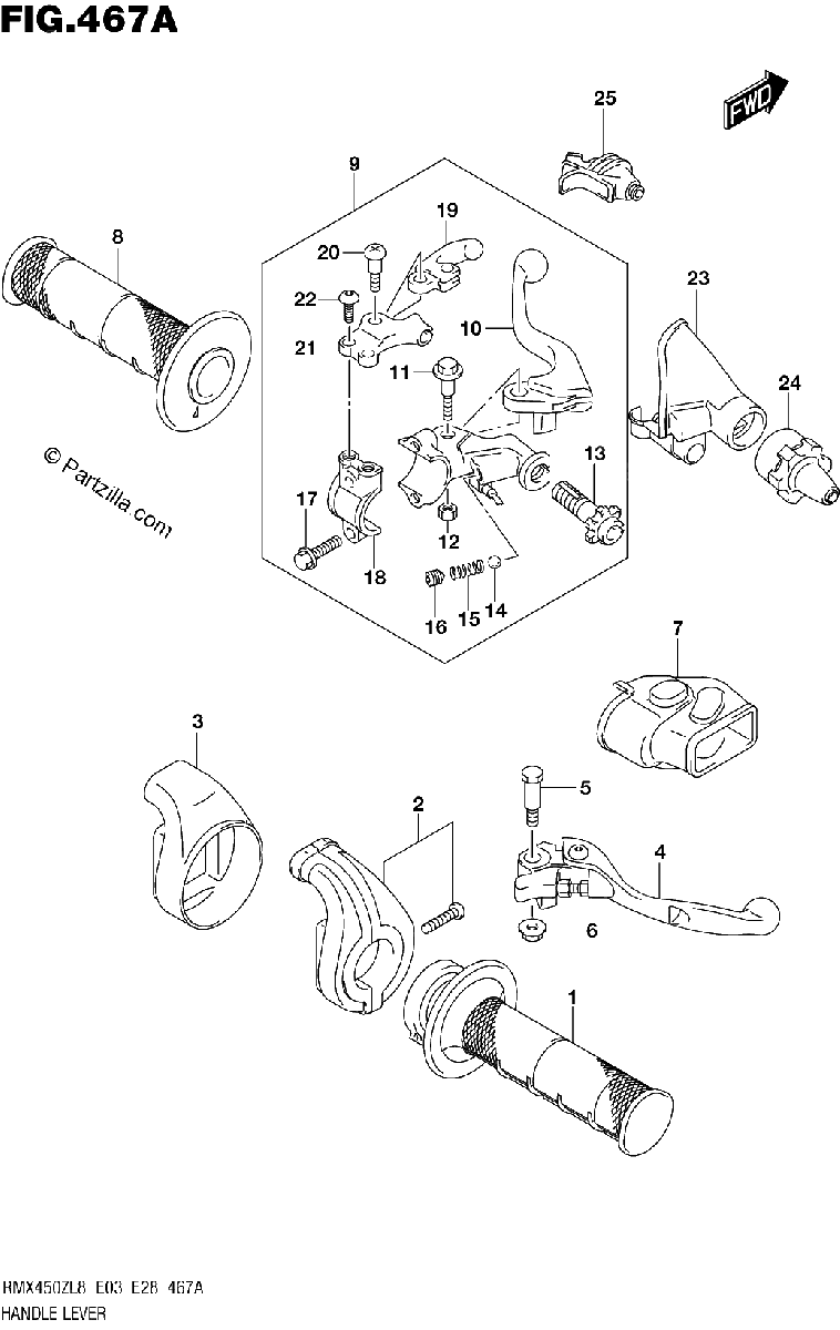 Diagrama de 467A HANDLE LEVER