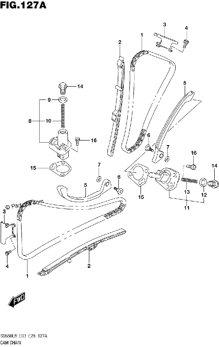 Diagrama de 127A CAM CHAIN