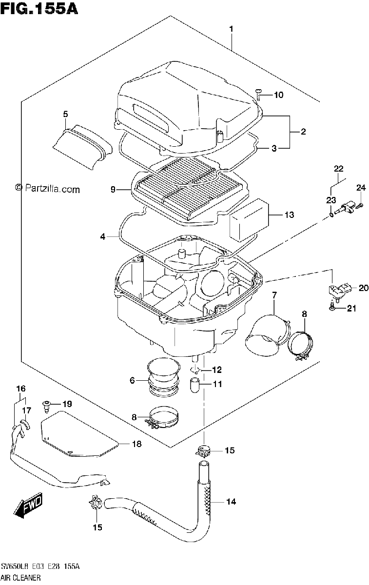 Diagrama de 155A AIR CLEANER
