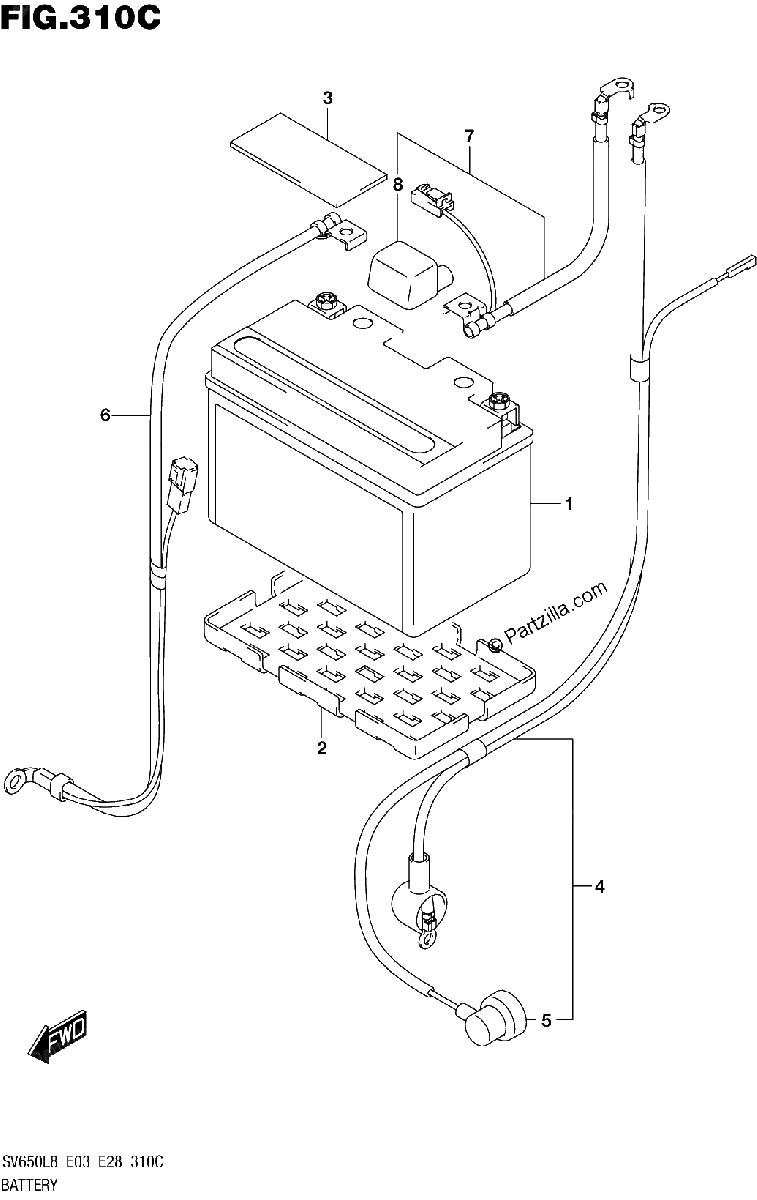 Diagrama de 310C BATTERY SV650AL8 E28