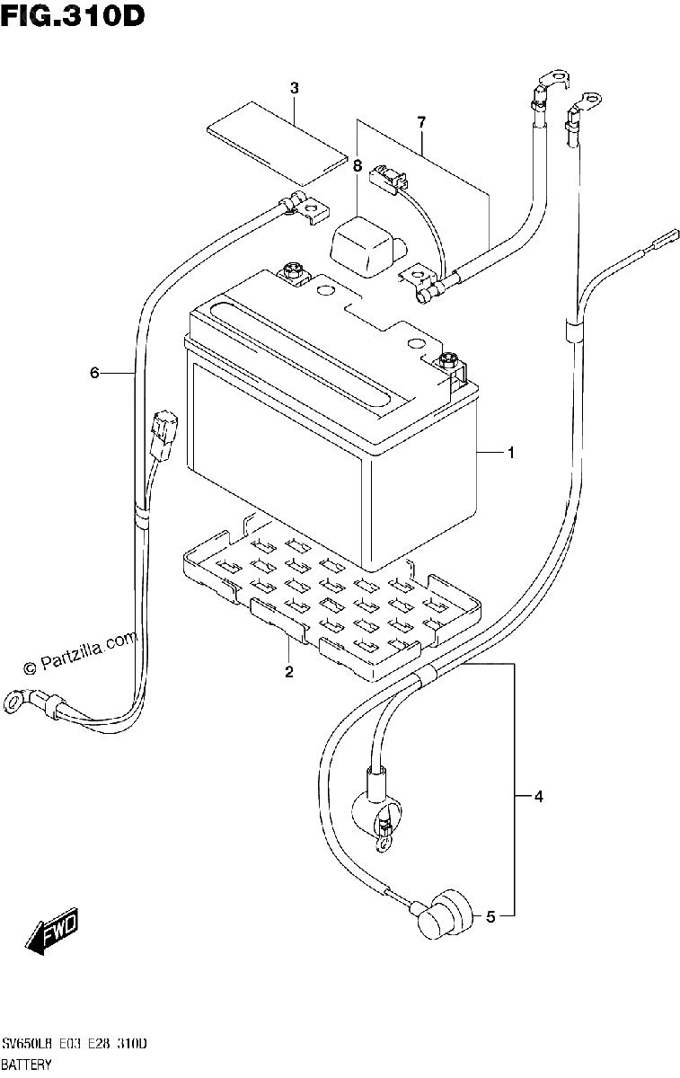 Diagrama de 310D BATTERY SV650AL8 E33