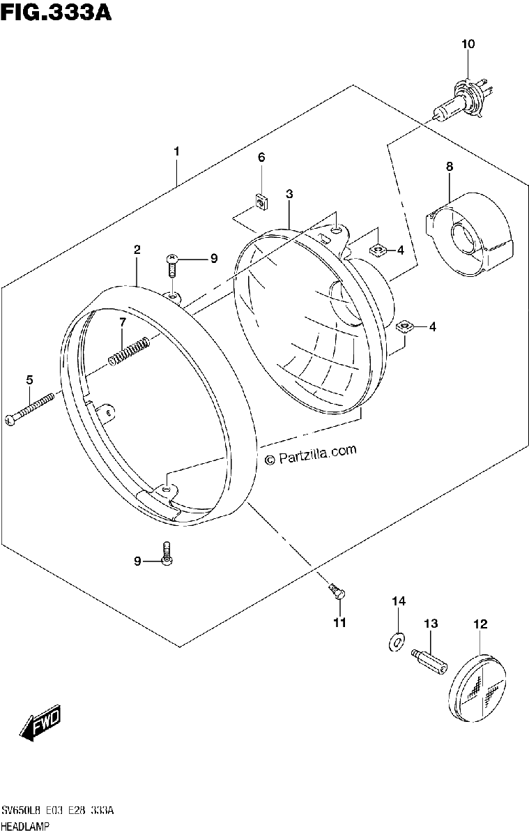 Diagrama de 333A HEADLAMP