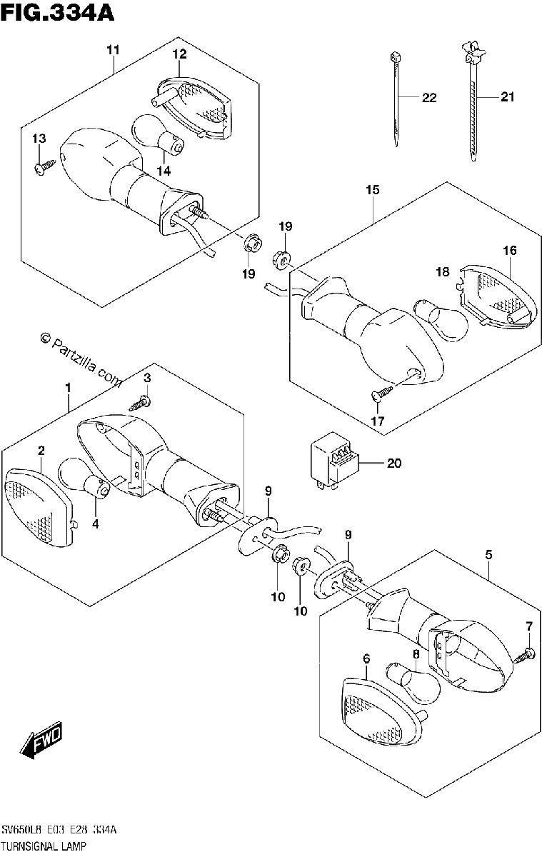 Diagrama de 334A TURNSIGNAL LAMP
