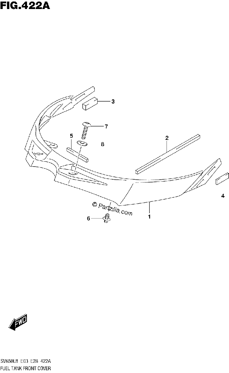 Diagrama de 422A FUEL TANK FRONT COVER