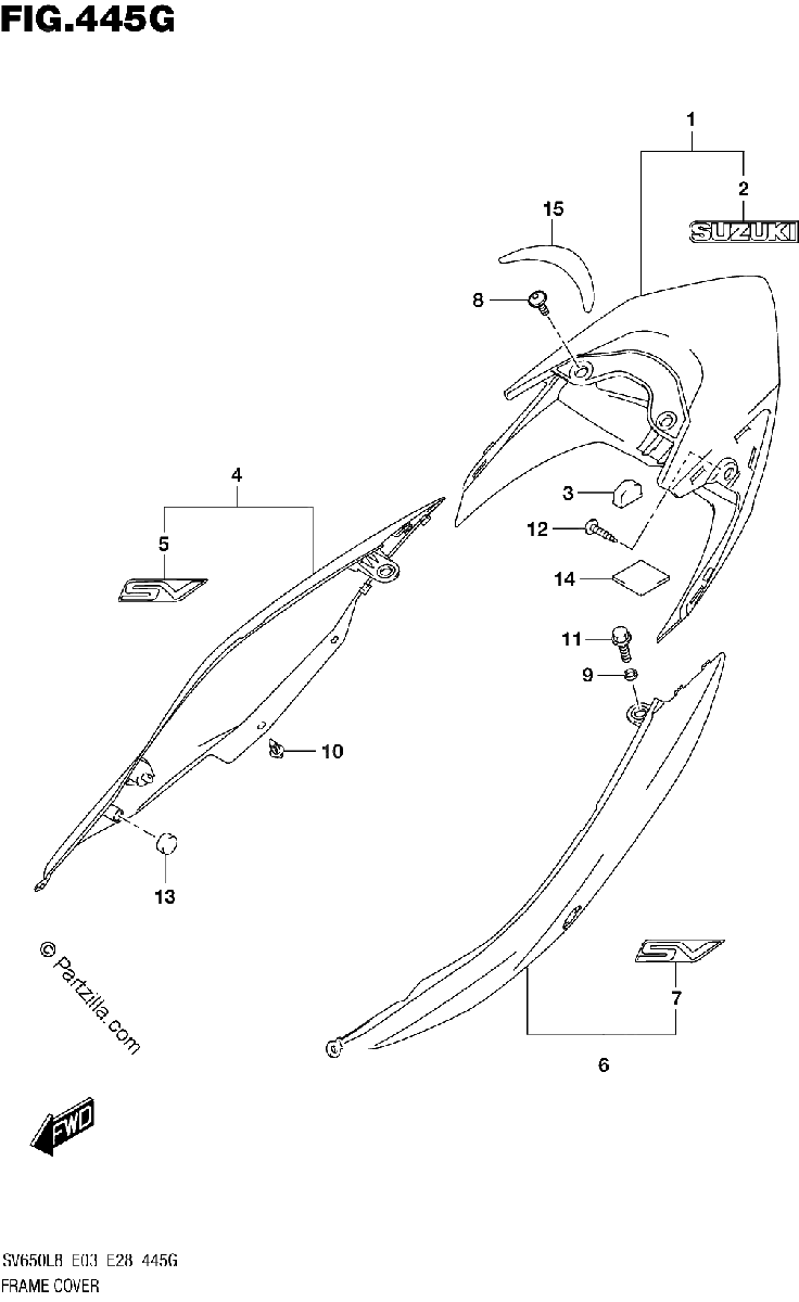 Diagrama de 445G FRAME COVER SV650AL8 E33 FOR YVB YKV