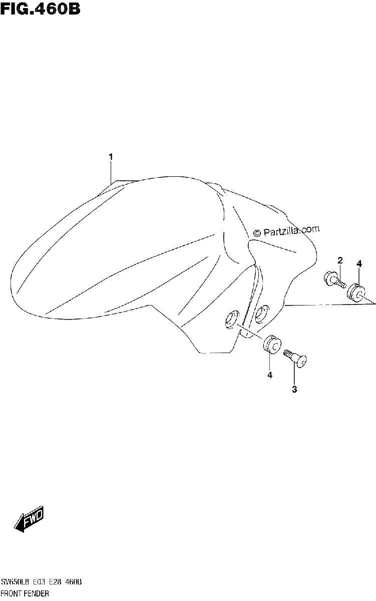 Diagrama de 460B FRONT FENDER SV650L8 E33