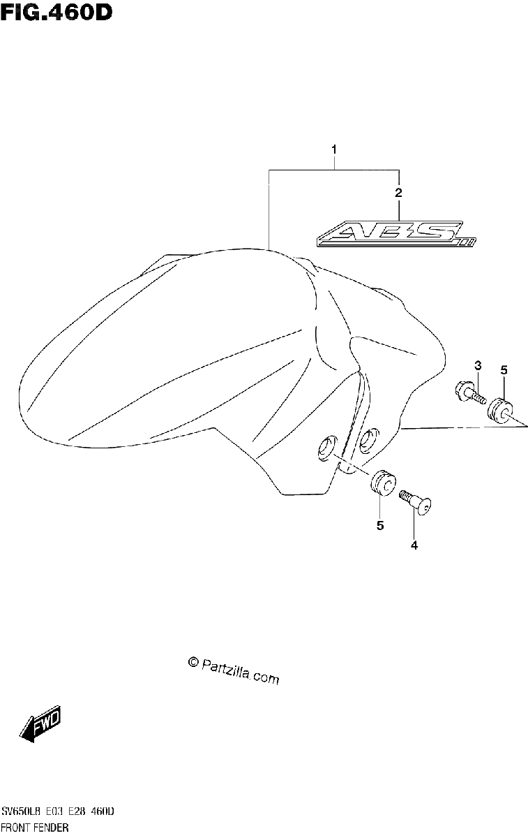Diagrama de 460D FRONT FENDER SV650AL8 E33