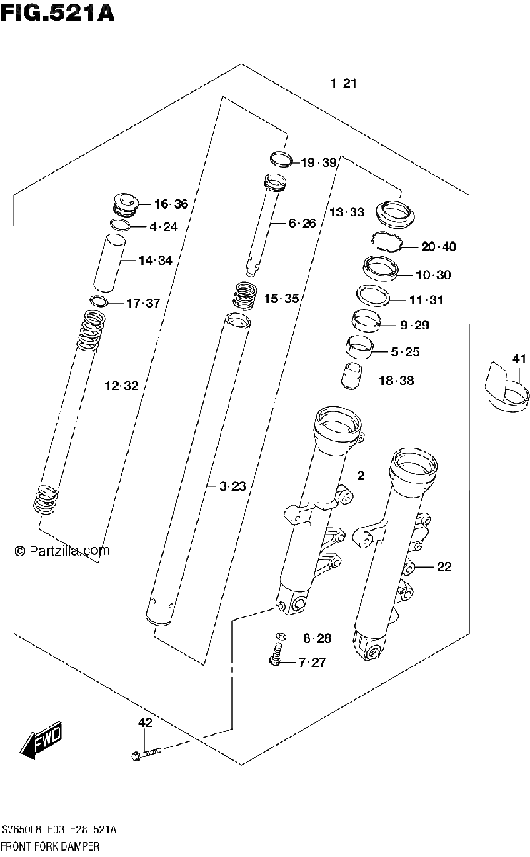 Diagrama de 521A FRONT FORK DAMPER