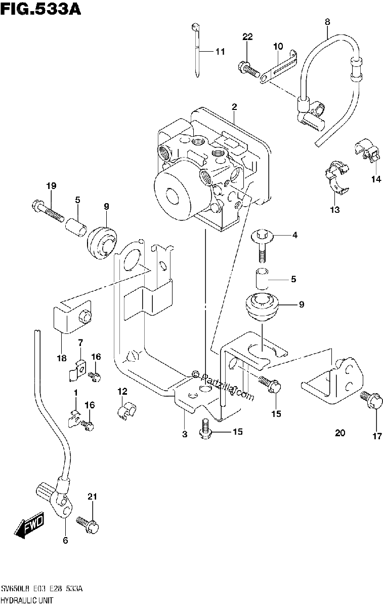 Diagrama de 533A HYDRAULIC UNIT SV650AL8 E28