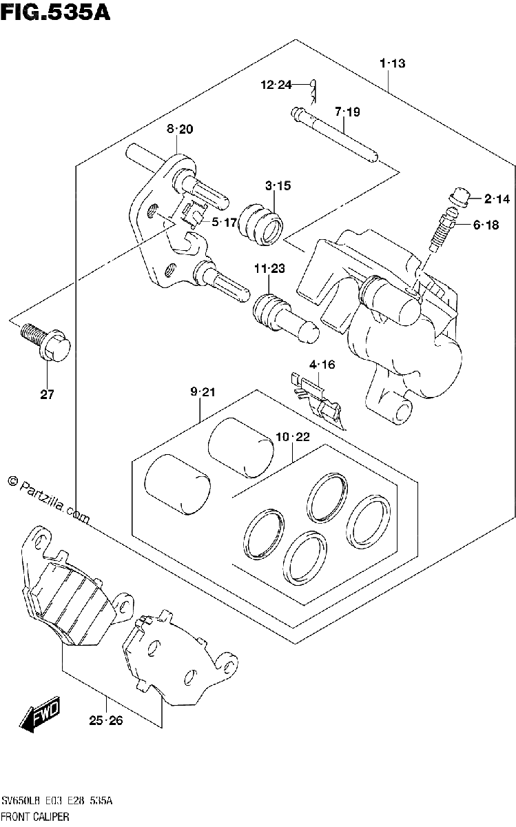 Diagrama de 535A FRONT CALIPER
