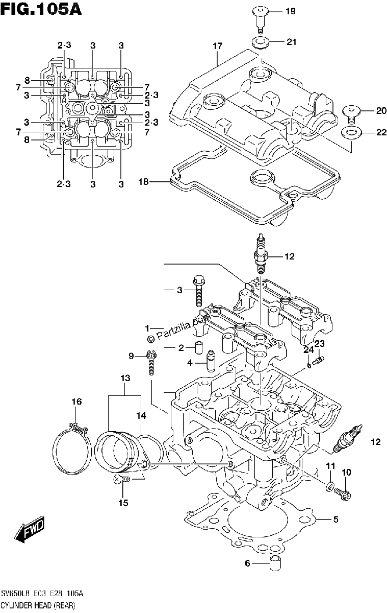Diagrama de 105A CYLINDER HEAD REAR