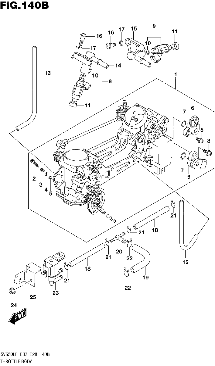 Diagrama de 140B THROTTLE BODY SV650L8 E33