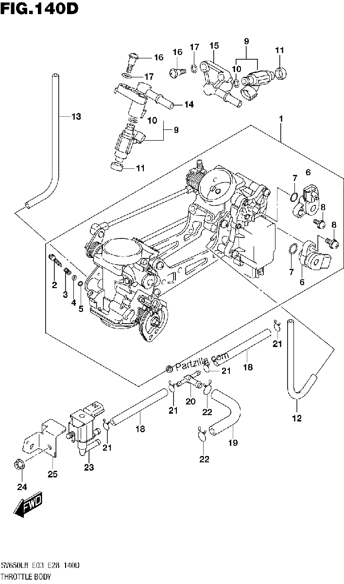 Diagrama de 140D THROTTLE BODY SV650AL8 E33