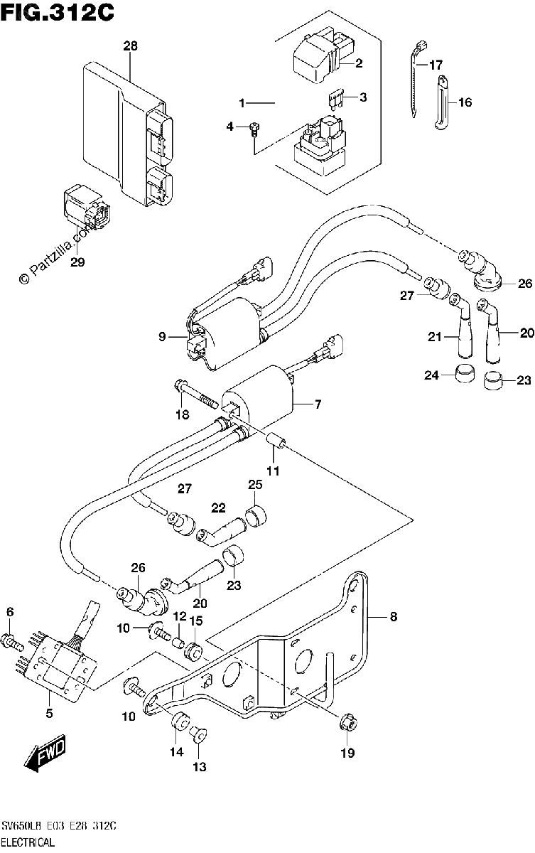 Diagrama de 312C ELECTRICAL SV650AL8 E28