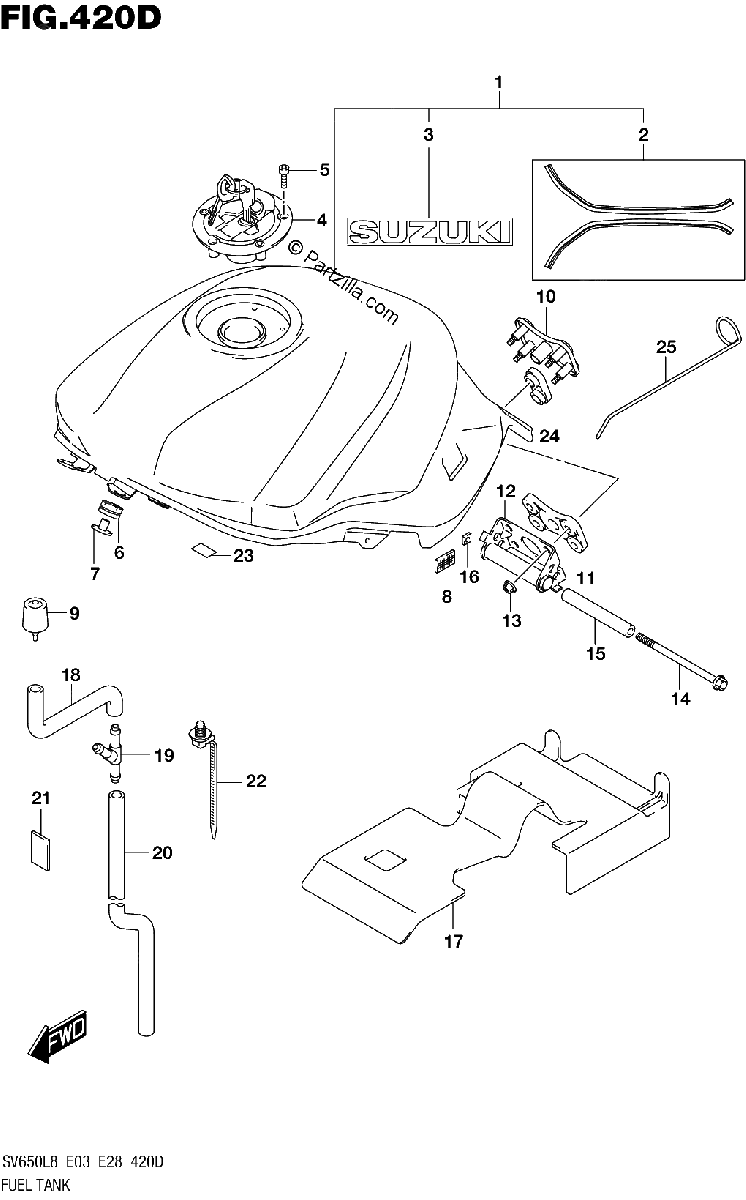 Diagrama de 420D FUEL TANK SV650L8 E33 FOR AGQ