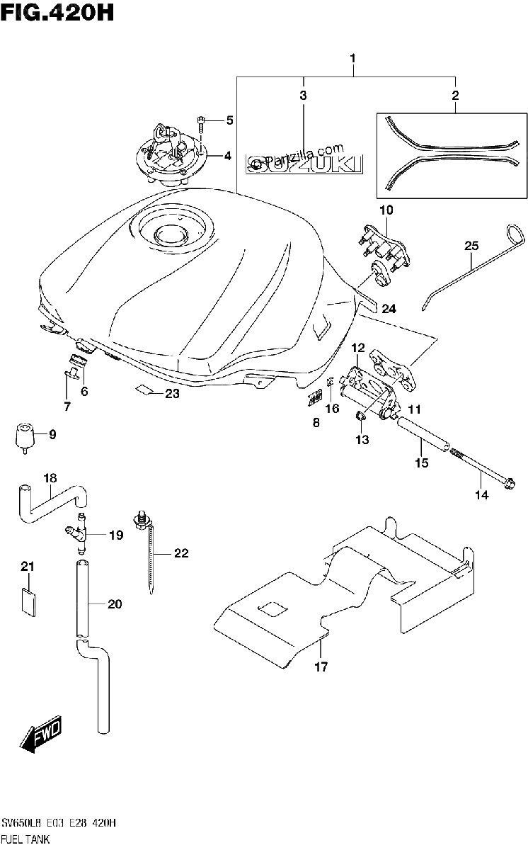 Diagrama de 420H FUEL TANK SV650AL8 E33 FOR AGQ