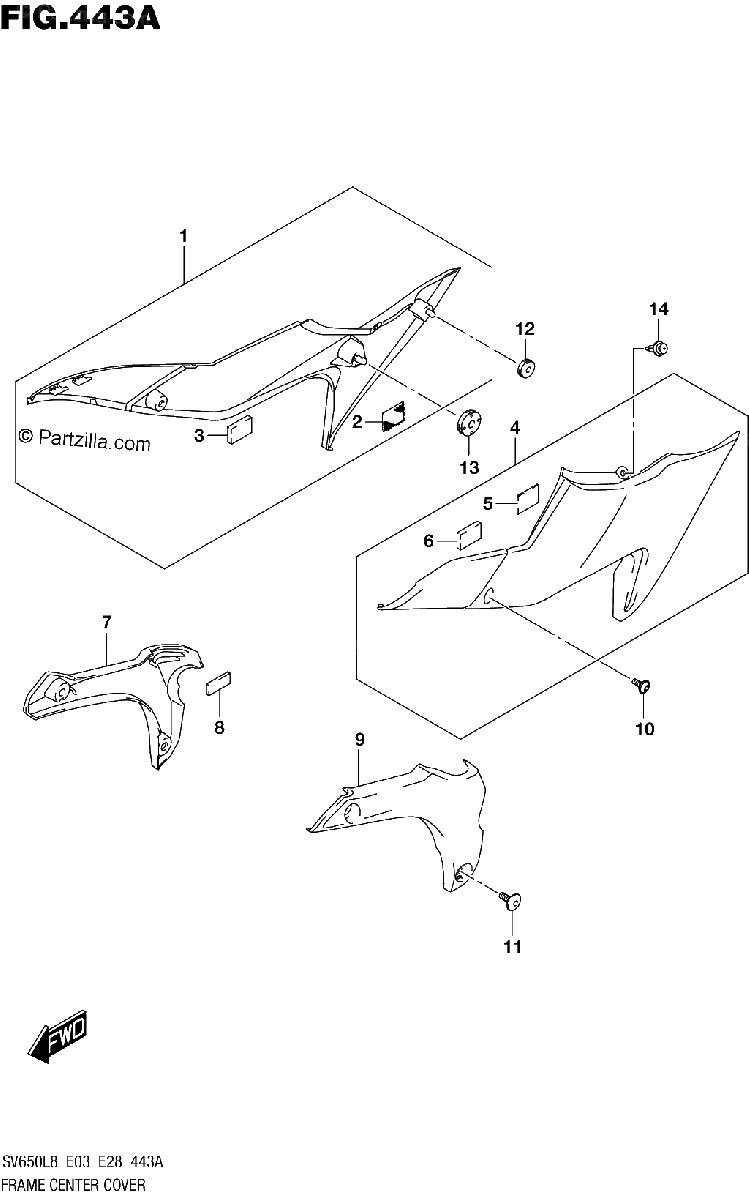 Diagrama de 443A FRAME CENTER COVER