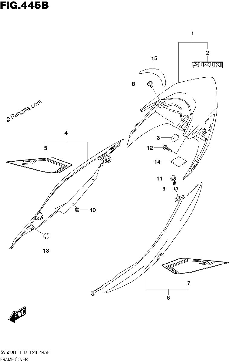 Diagrama de 445B FRAME COVER SV650L8 E03 FOR AGQ