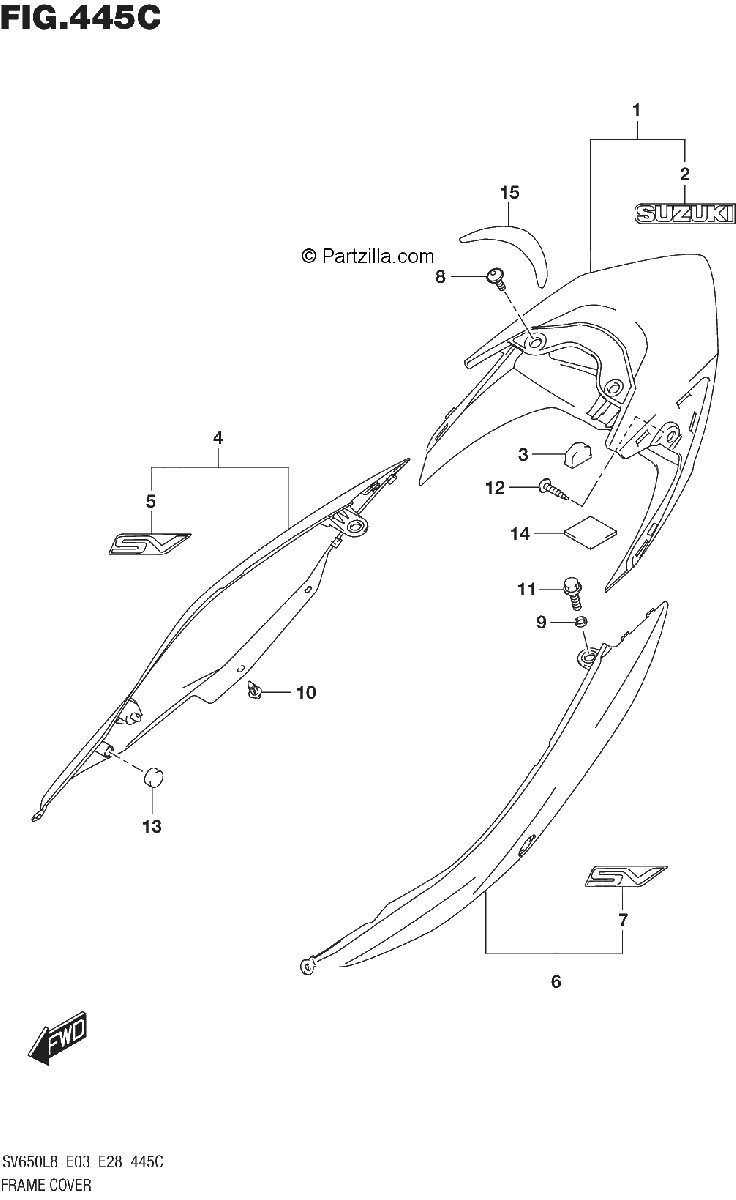 Diagrama de 445C FRAME COVER SV650L8 E33 FOR YVB YKV