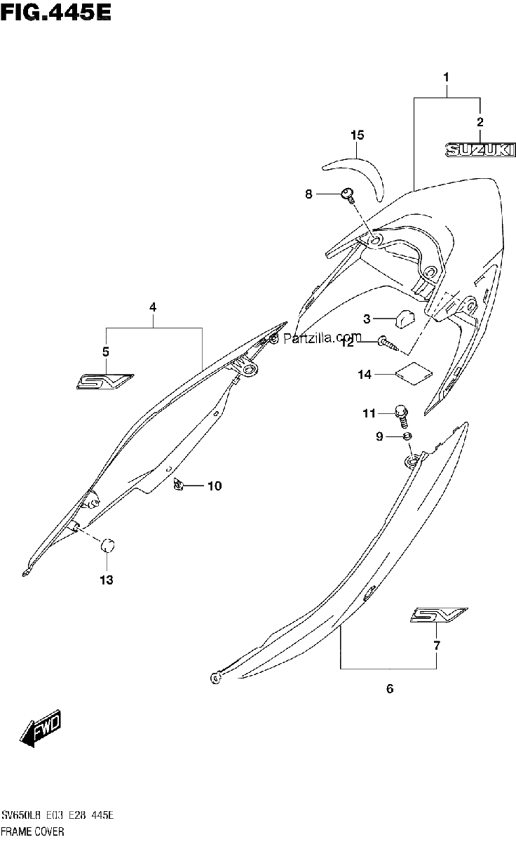 Diagrama de 445E FRAME COVER SV650AL8 E28 FOR YVB YKV
