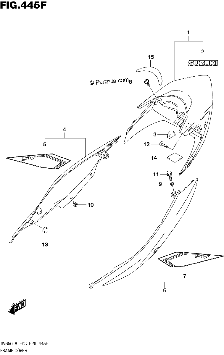 Diagrama de 445F FRAME COVER SV650AL8 E28 FOR AGQ