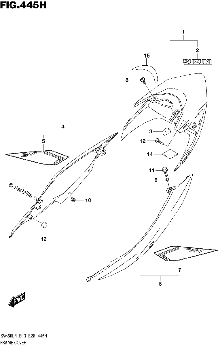 Diagrama de 445H FRAME COVER SV650AL8 E33 FOR AGQ
