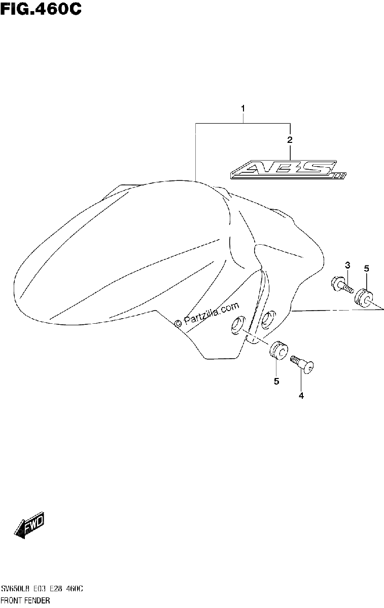 Diagrama de 460C FRONT FENDER SV650AL8 E28