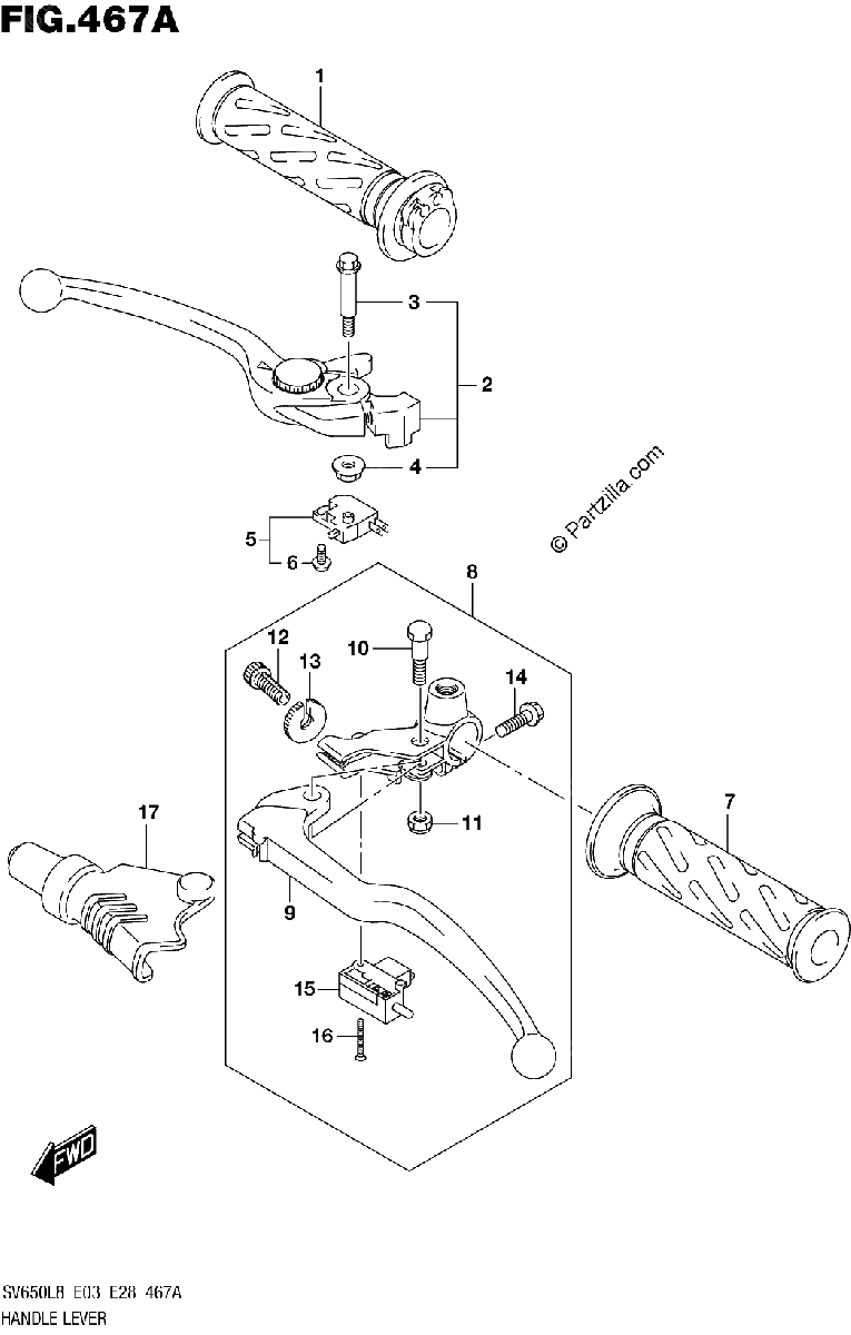 Diagrama de 467A HANDLE LEVER