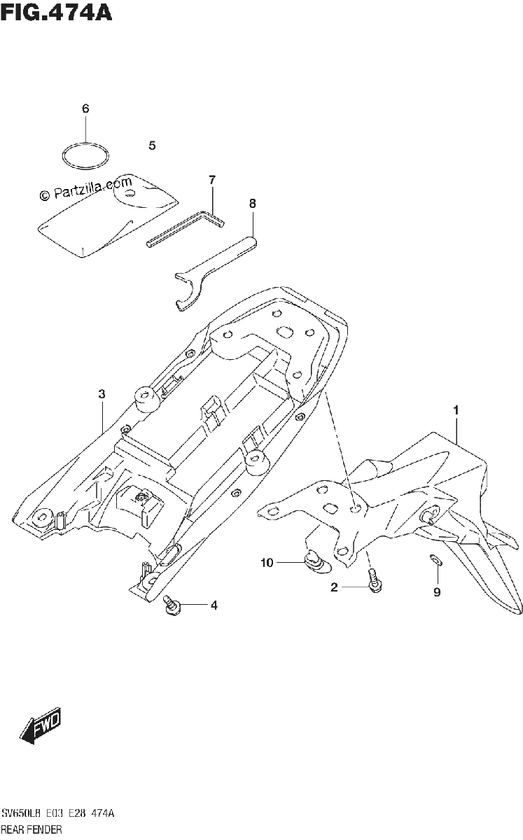 Diagrama de 474A REAR FENDER
