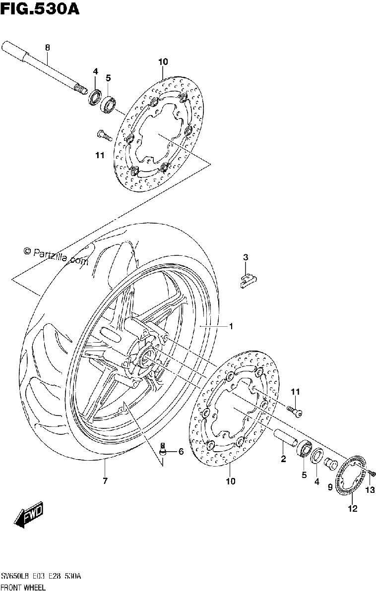 Diagrama de 530A FRONT WHEEL