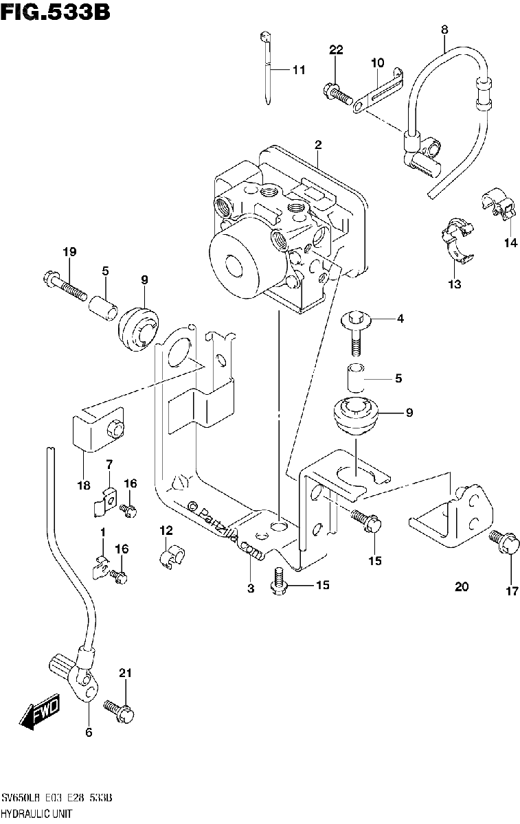 Diagrama de 533B HYDRAULIC UNIT SV650AL8 E33