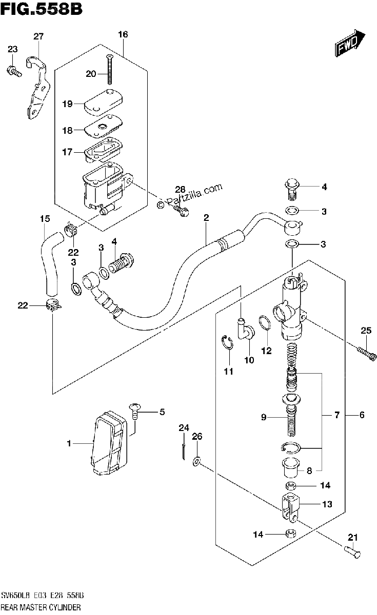 Diagrama de 558B REAR MASTER CYLINDER SV650L8 E33