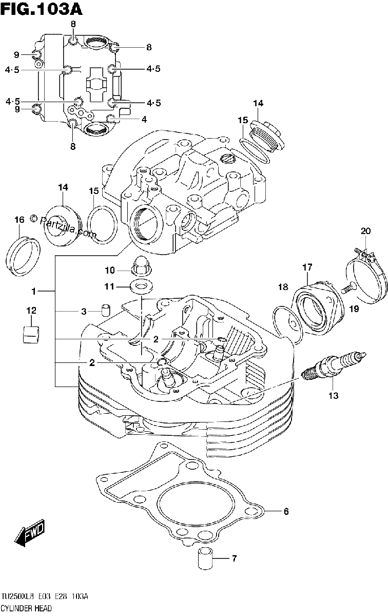 Diagrama de 103A CYLINDER HEAD