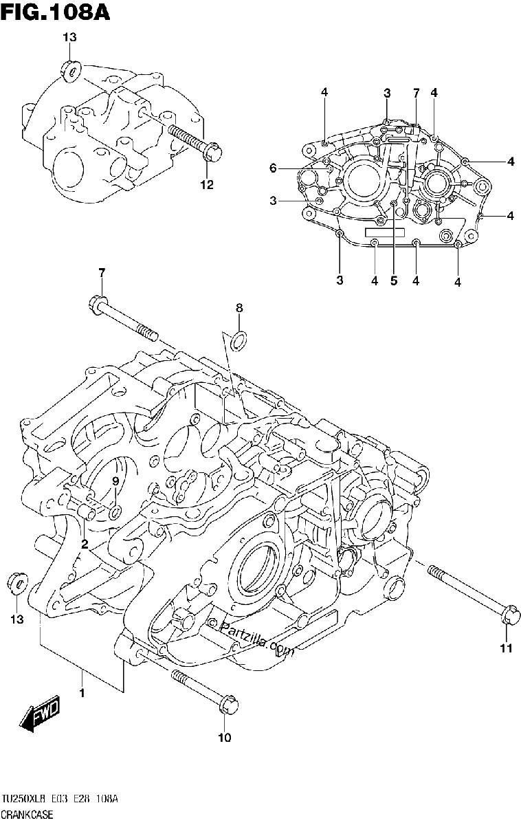 Diagrama de 108A CRANKCASE