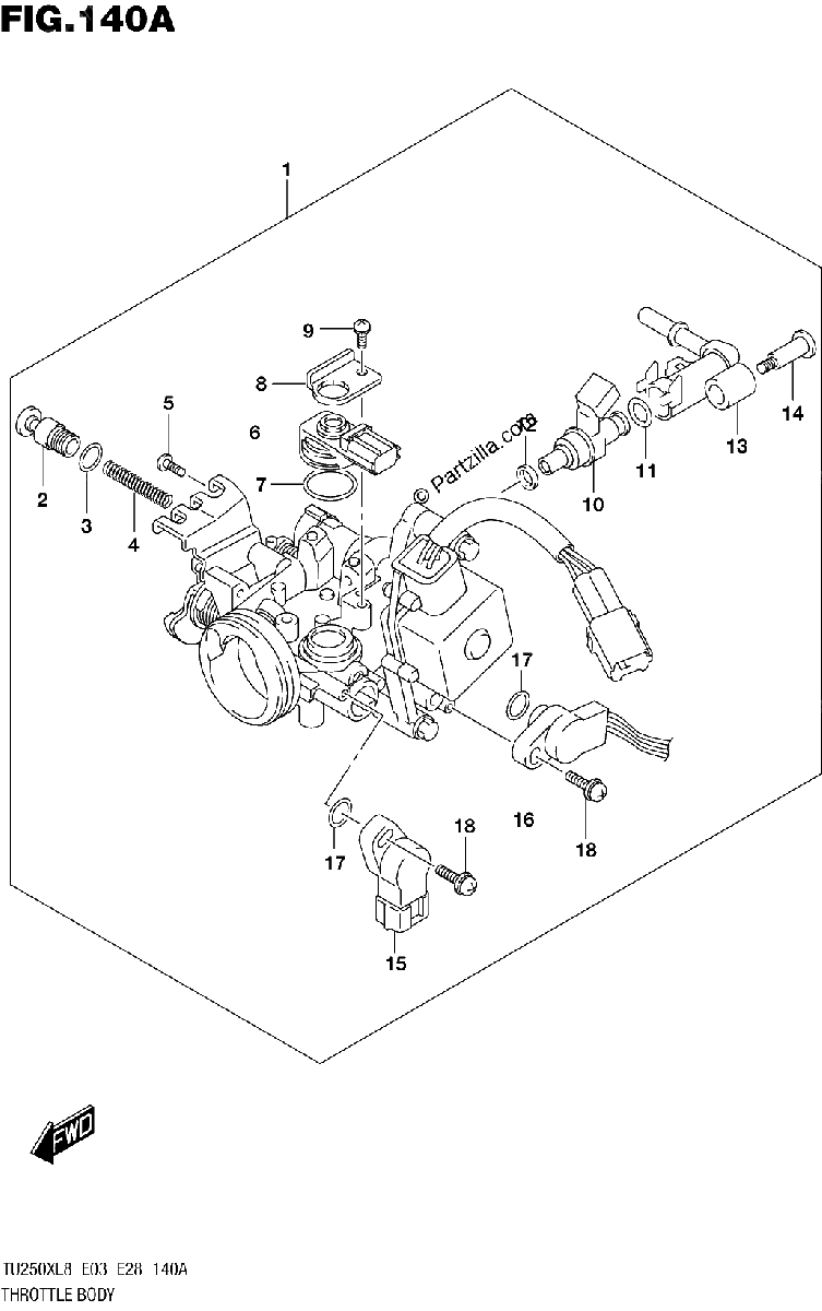 Diagrama de 140A THROTTLE BODY